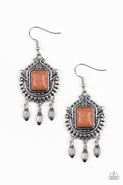 Open Pastures - brown - Paparazzi earrings