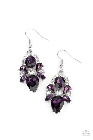 Stunning Starlet Purple and White Rhinestone Earrings - Paparazzi Accessories