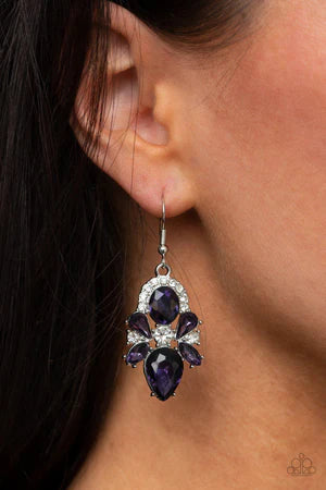 Stunning Starlet Purple and White Rhinestone Earrings - Paparazzi Accessories